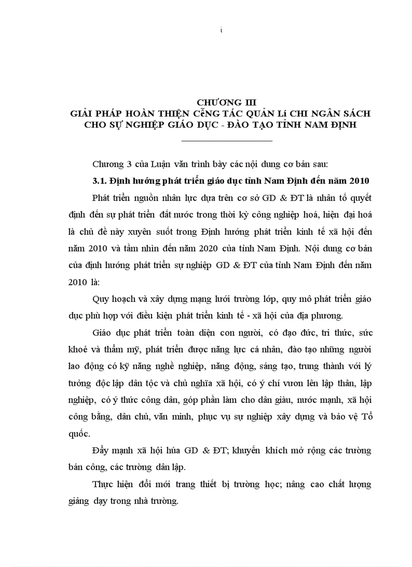 image for page Hoàn thiện công tác quản lý chi NSNN cho sự nghiệp GD ĐT tỉnh Nam Định