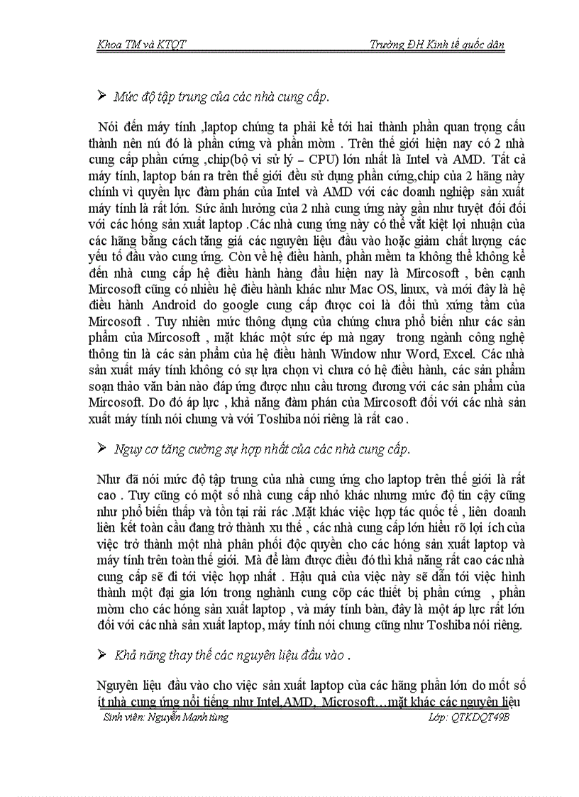 image for page Vận dụng mô hình cạnh tranh của M Porter để phân tích tình hình cạnh tranh của laptop TOSHIBA trên thị trường Việt Nam