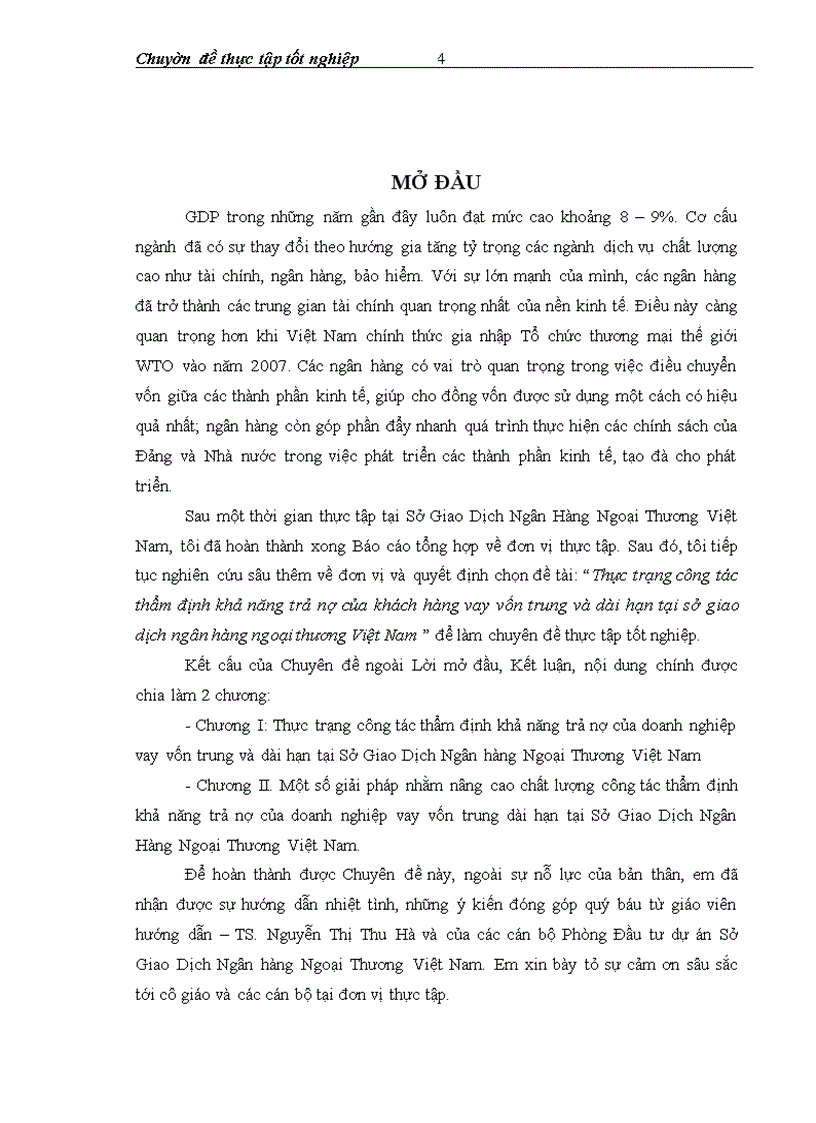image for page Thực trạng công tác thẩm định khả năng trả nợ của khách hàng vay vốn trung và dài hạn tại sở giao dịch ngân hàng ngoại thương Việt Nam 1