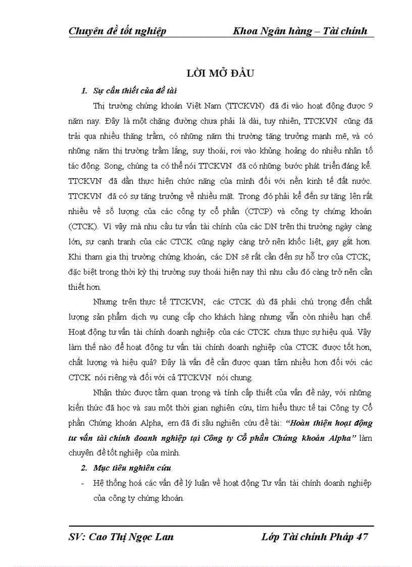 image for page Hoàn thiện hoạt động tư vấn tài chính doanh nghiệp tại Công ty Cổ phần Chứng khoán Alpha 1