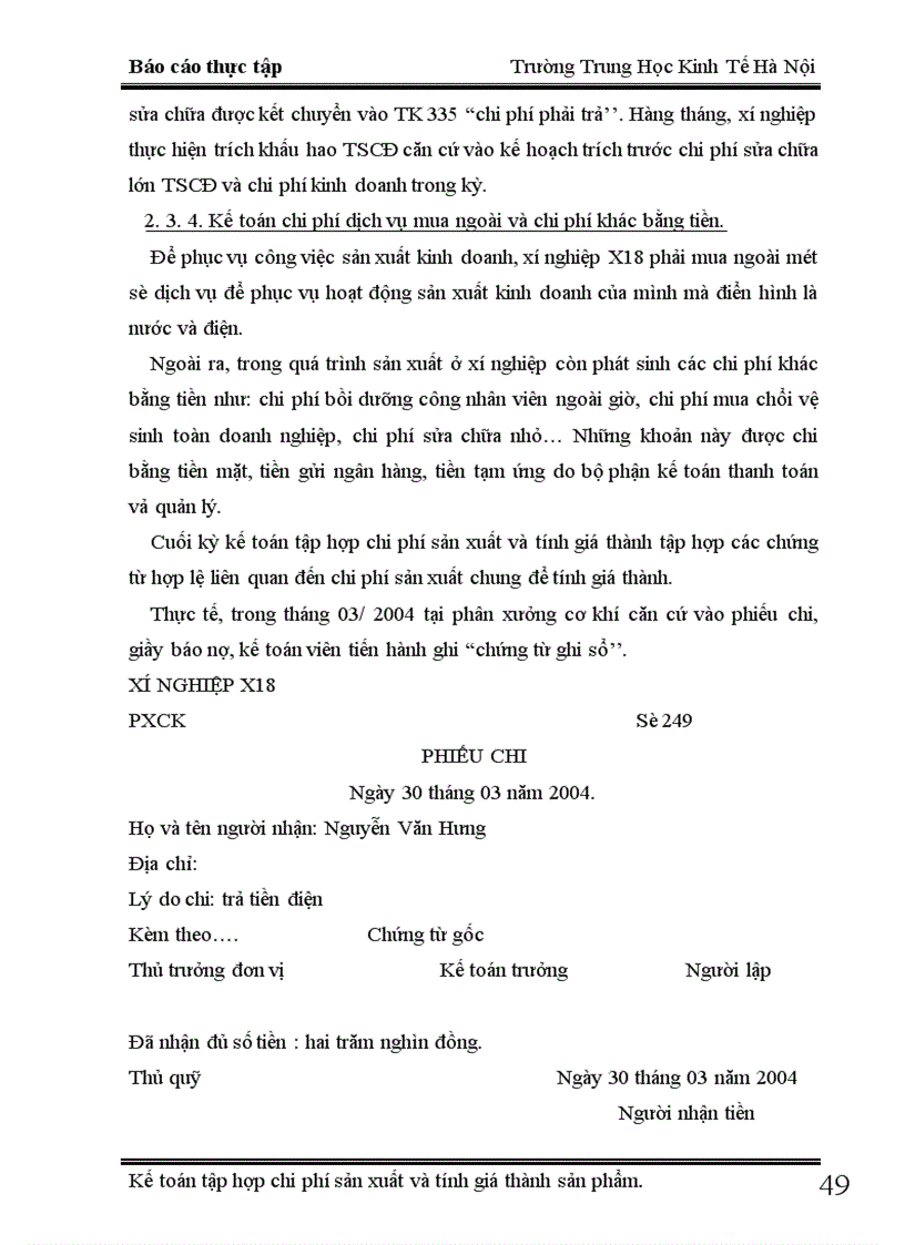 image for page Kế toán chi phí sản xuất và tính giá thành sản phẩm tại xí nghiệp X18 1
