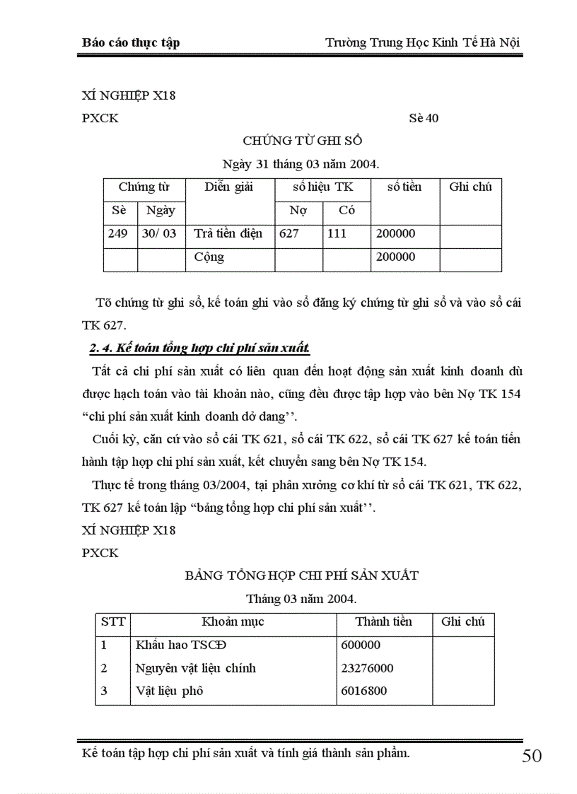 image for page Kế toán chi phí sản xuất và tính giá thành sản phẩm tại xí nghiệp X18 1