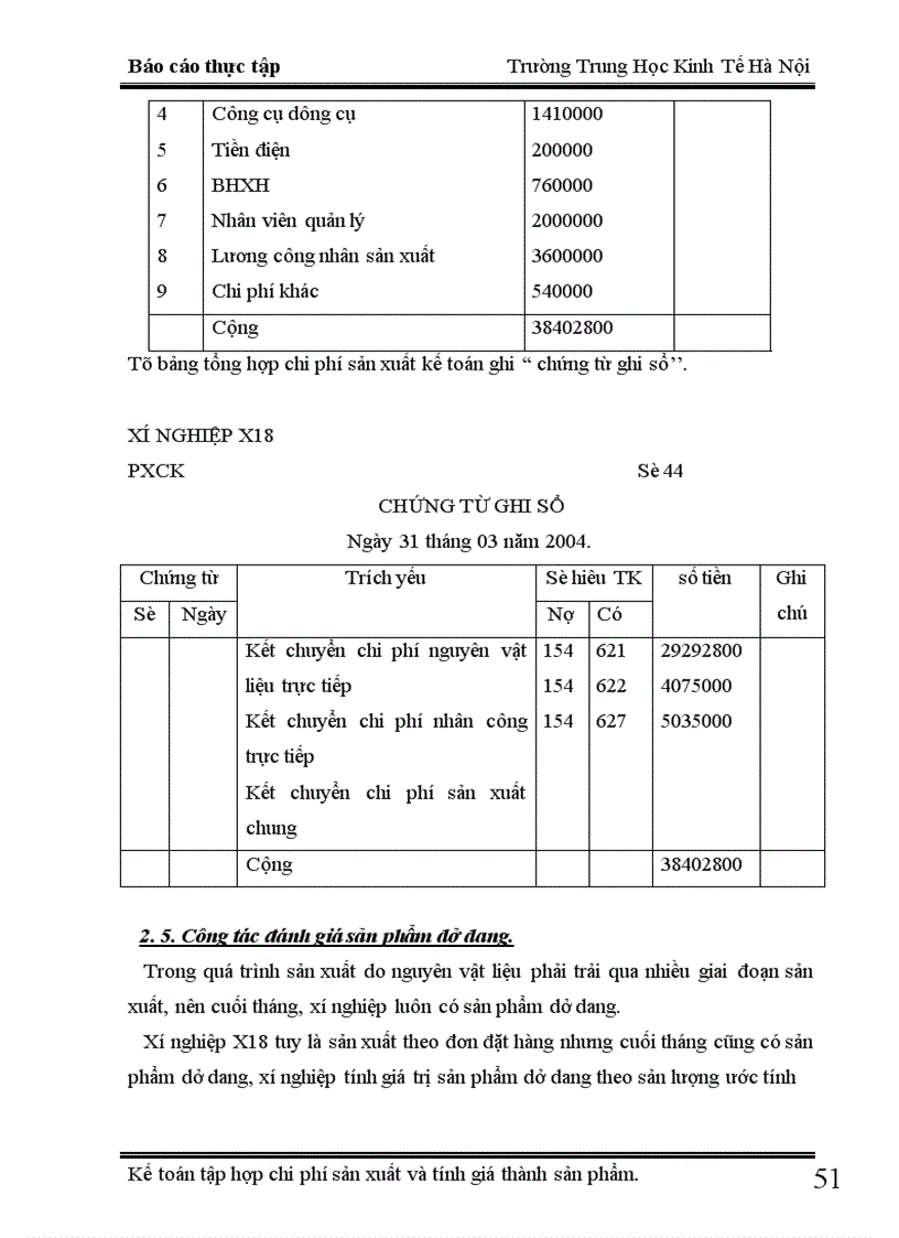 image for page Kế toán chi phí sản xuất và tính giá thành sản phẩm tại xí nghiệp X18 1