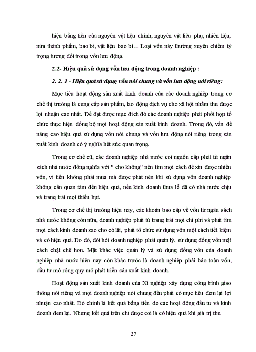 image for page Phân tích tình hình quản lý sử dụng vốn lưu động và đề xuất một số biện pháp nhằm nâng cao hiệu quả sử dụng vốn lưu động ở Xí nghiệp xây dựng công trình giao thông 1