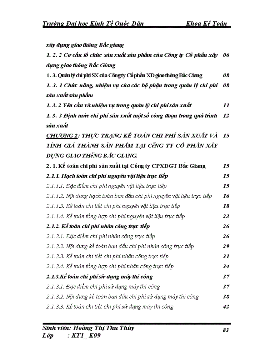 image for page Hoàn thiện kế toán chi phí sản xuất và tính giá thành sản phẩm xây lắp tại Công ty cổ phần xây dựng giao thông Bắc Giang 1