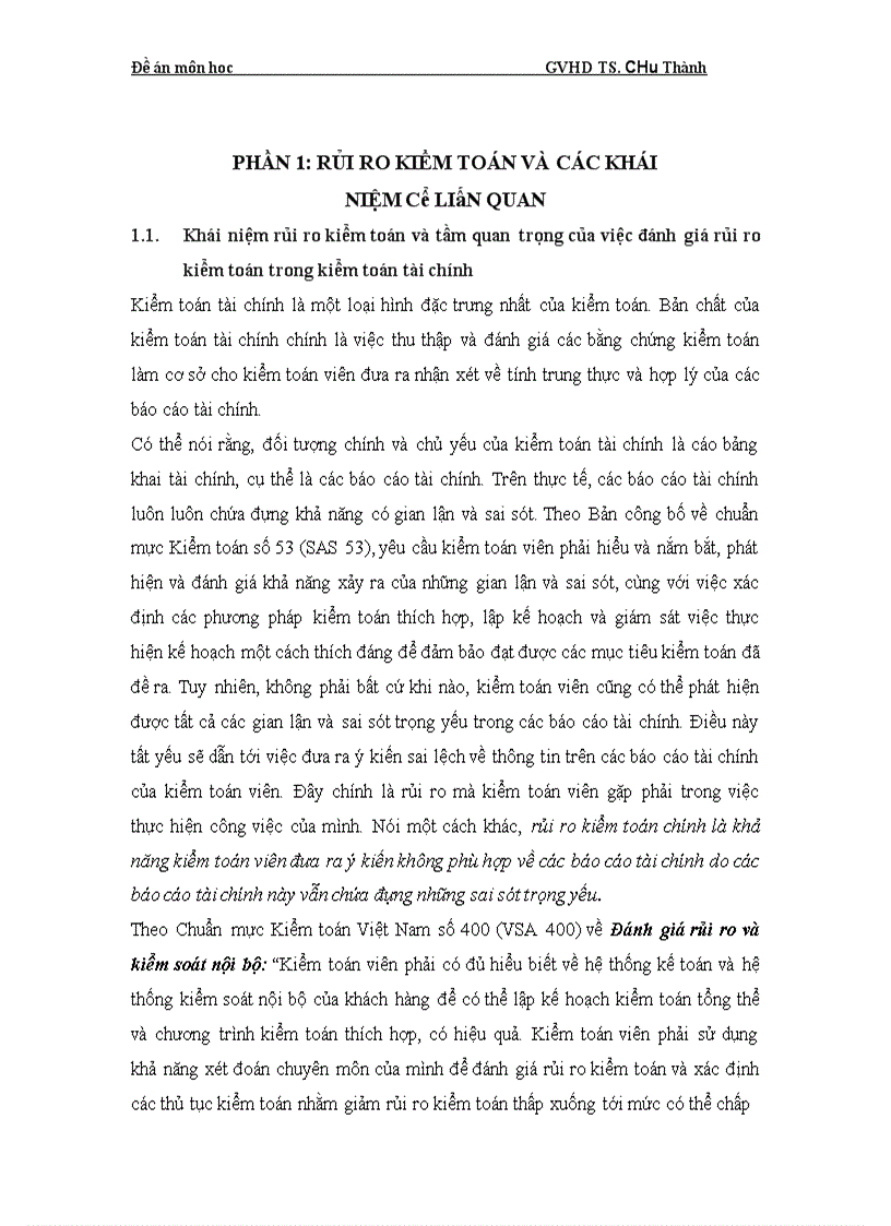 image for page Rủi ro kiểm toán và những loại hình cụ thể 1