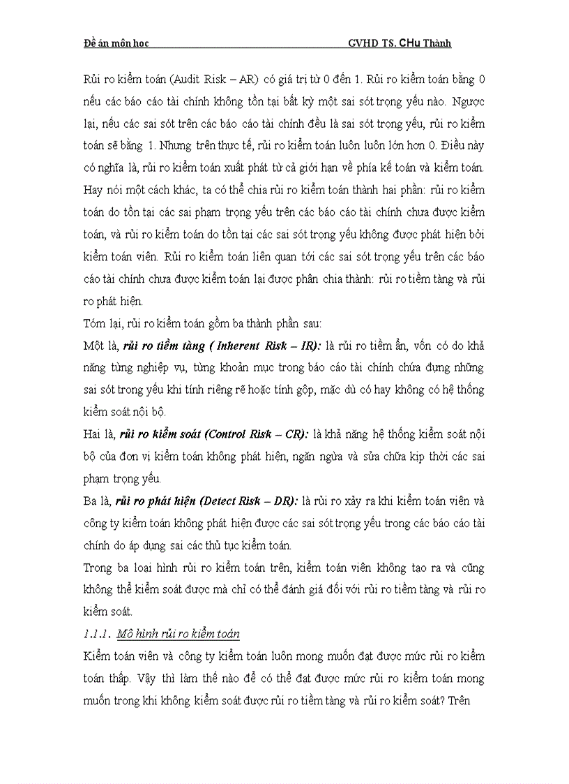 image for page Rủi ro kiểm toán và những loại hình cụ thể 1