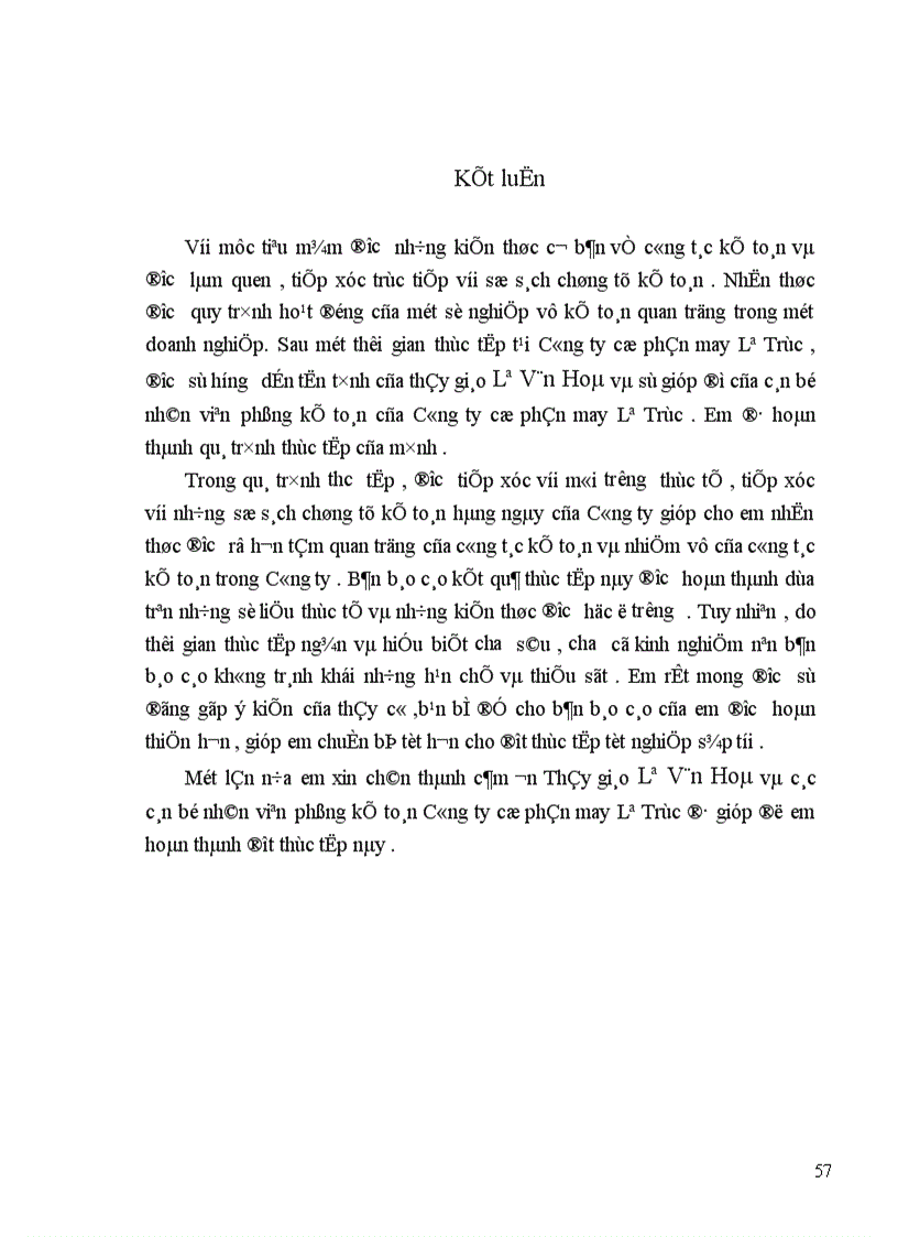 image for page Một số nhận xét đánh giá về công tác kế toán ở công ty cổ phần may lê trực 1