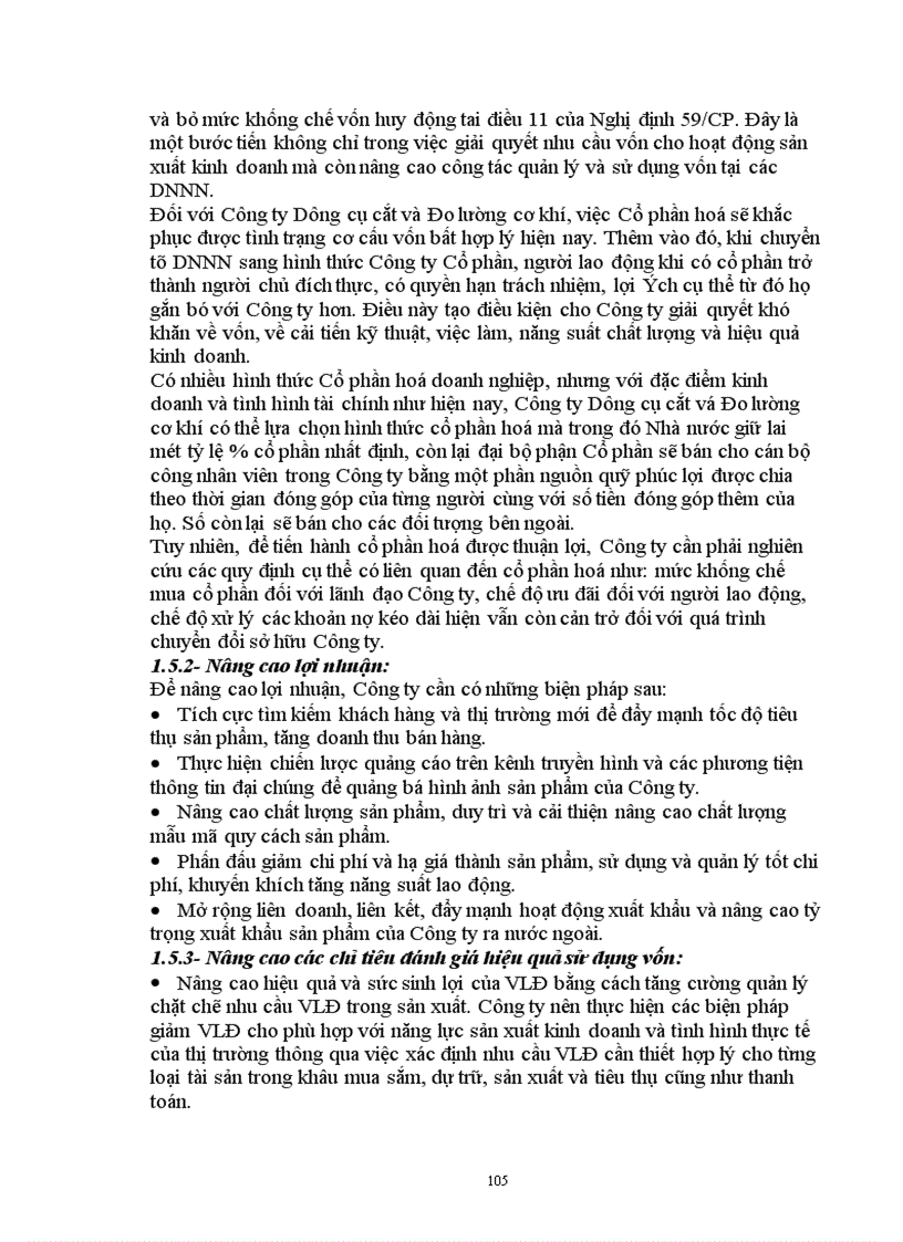 image for page Phân tích tình hình tài chính thông qua hệ thống báo cáo tài chính kế toán và các biện pháp nâng cao hiệu quả sử dụng vốn kinh doanh tại Công ty Dụng cụ cắt và Đo lường cơ khí 1