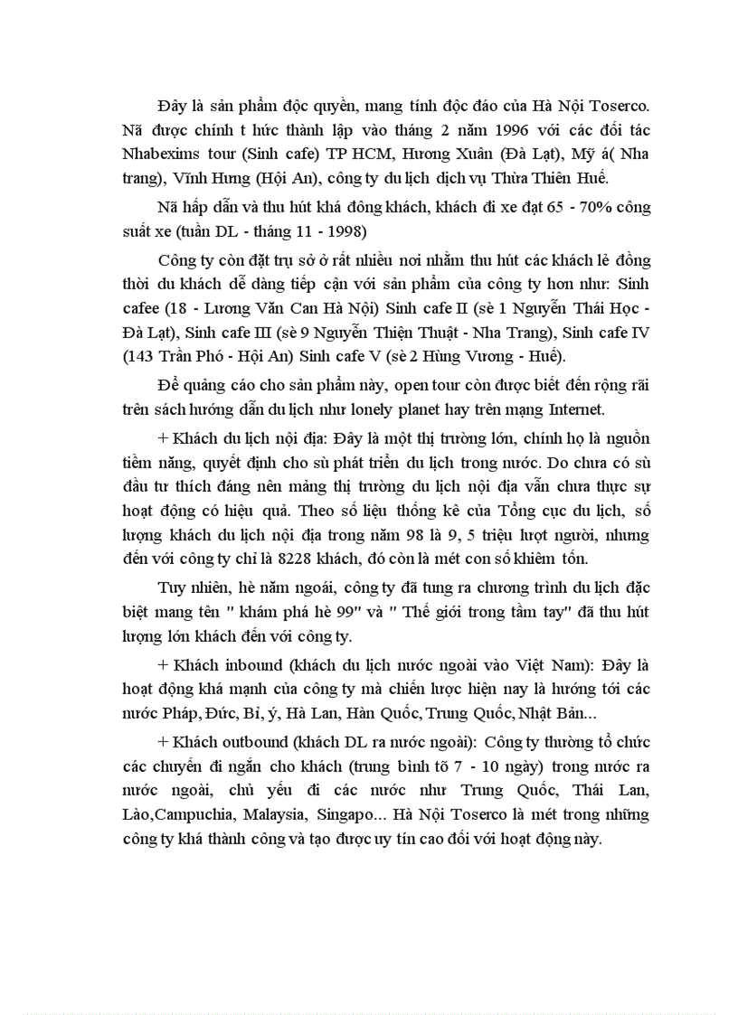 image for page Báo cáo thực tập tổng hợp của Công ty du lịch dịch vụ Hà Nội Toserco 1