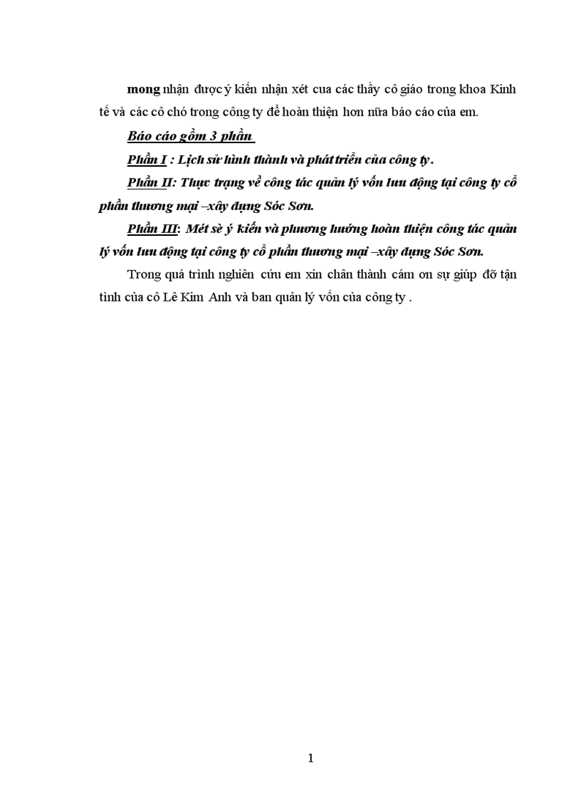 image for page Tổ chức công tác quản lý vốn lưu động trong công ty thương mại xây dựng Sóc Sơn 1