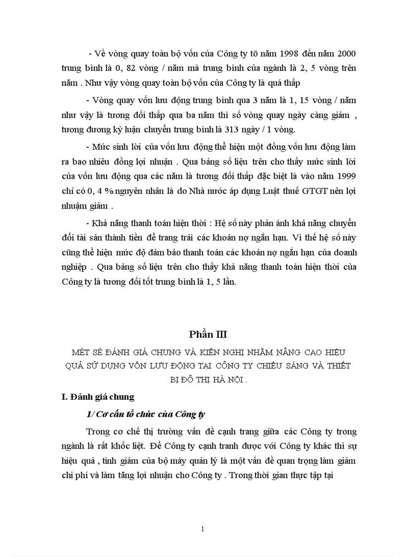image for page Tình hình sử dụng vốn lưu động và một số biện pháp chủ yếu để nâng cao hiệu quả sử dụng vốn lưu động tại Công ty thiết bị và chiếu sáng đô thị Hà Nội