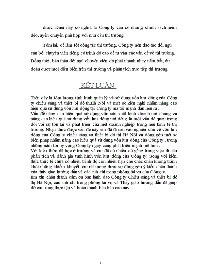 image for page Tình hình sử dụng vốn lưu động và một số biện pháp chủ yếu để nâng cao hiệu quả sử dụng vốn lưu động tại Công ty thiết bị và chiếu sáng đô thị Hà Nội