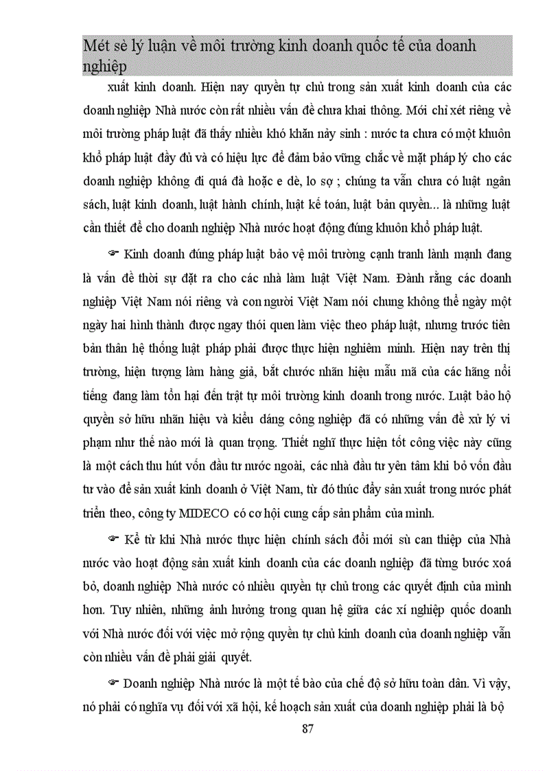image for page Một số ý kiến nhằm tạo dựng môi trường kinh doanh thuận lợi để thúc đẩy hoạt động xuất khẩu cho công ty MIDECO