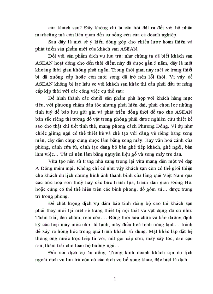 image for page Những ý kiến đề xuất cho việc hoàn thiện hệ thống marketing mix của khách sạn ASEAN 1
