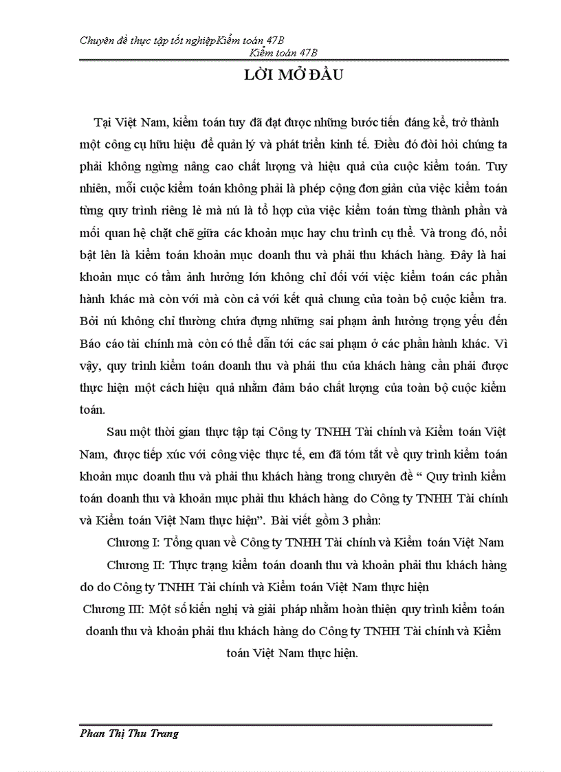 image for page Quy trình kiểm toán doanh thu và khoản mục phải thu khách hàng do Công ty TNHH Tài chính và Kiểm toán Việt Nam thực hiện 1