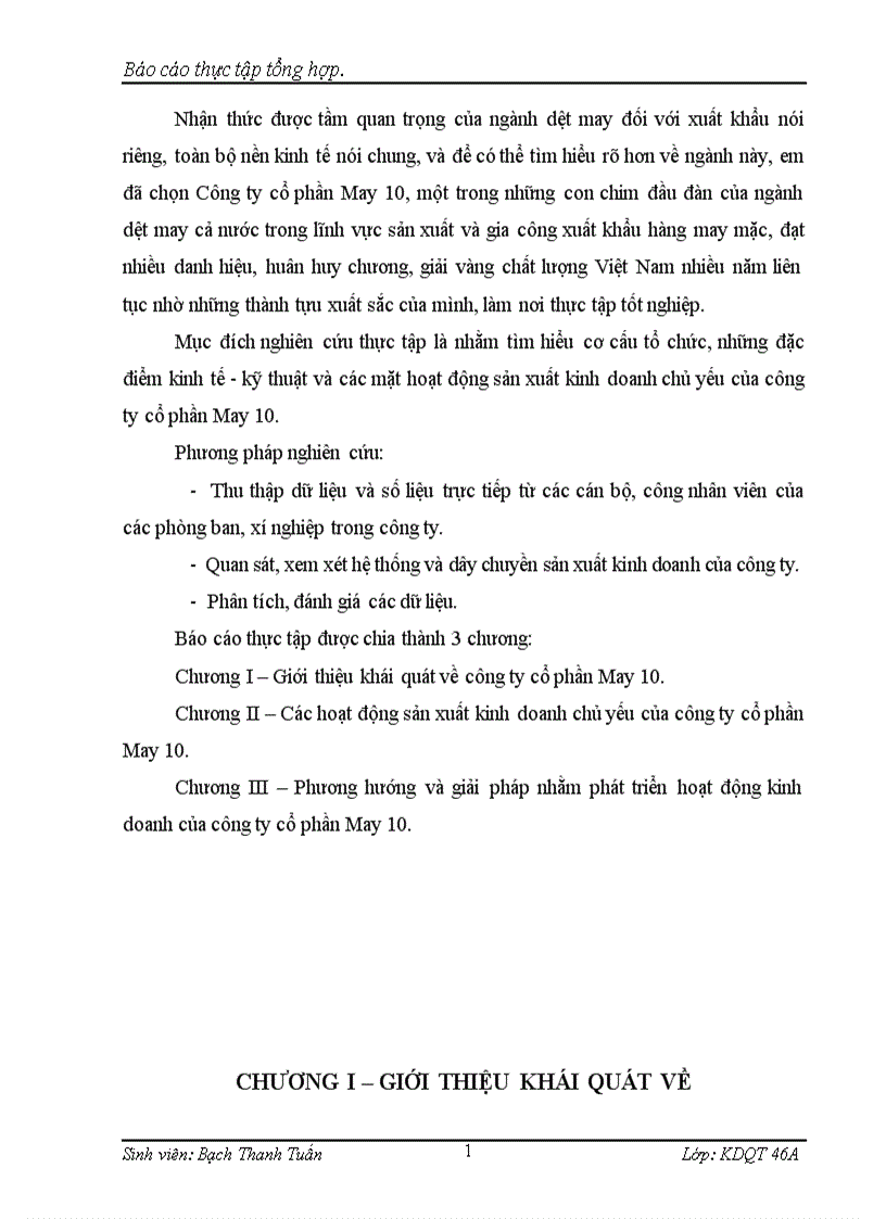 image for page Các hoạt động sản xuất kinh doanh chủ yếu của công ty cổ phần May 10 1