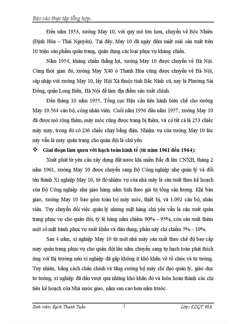 image for page Các hoạt động sản xuất kinh doanh chủ yếu của công ty cổ phần May 10 1