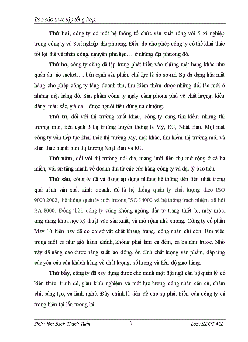 image for page Các hoạt động sản xuất kinh doanh chủ yếu của công ty cổ phần May 10 1