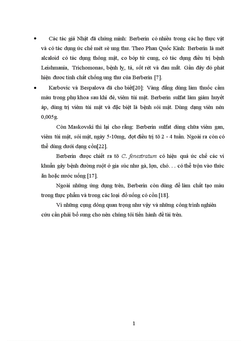 image for page Góp phần nghiên cứu phương pháp chiết xuất Berberin từ cây vàng đắng Coscinium usitatum Pierre 1