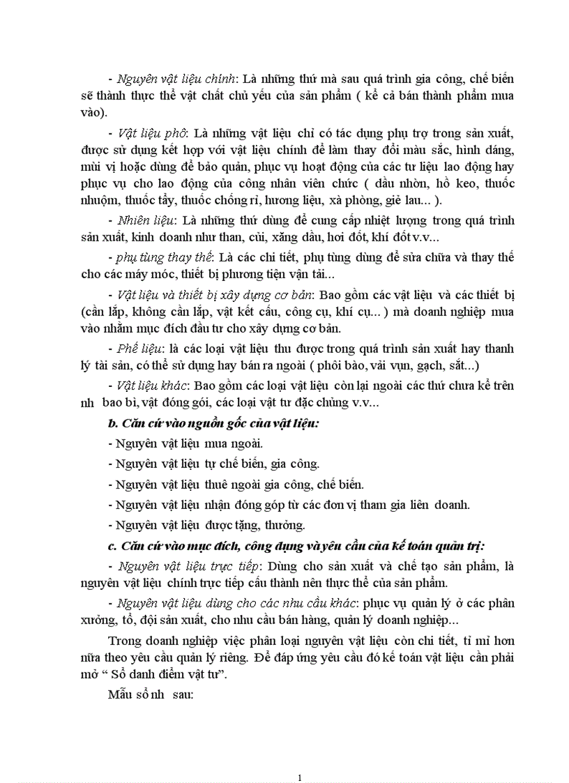 Hoàn thiện công tác kế toán nguyên vật liệu ở Nhà máy thiết bị Bưu điện Hà nội 1