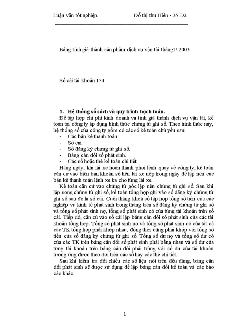 image for page Hoàn thiện kế toán chi phí và tính giá thành dịch vụ vận tải tại Công ty cổ phần ô tô vận tải Hà Tây 1