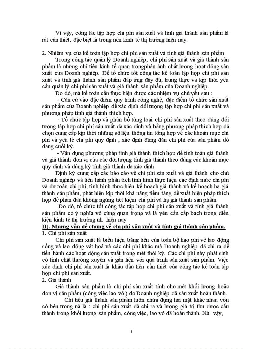 Phương hướng hoàn thiện kế toán tập hợp chi phí sản xuất và tính giá thành sản phẩm ở Xí nghiệp chế biến Thuỷ đặc sản xuất khẩu Hà nội 1