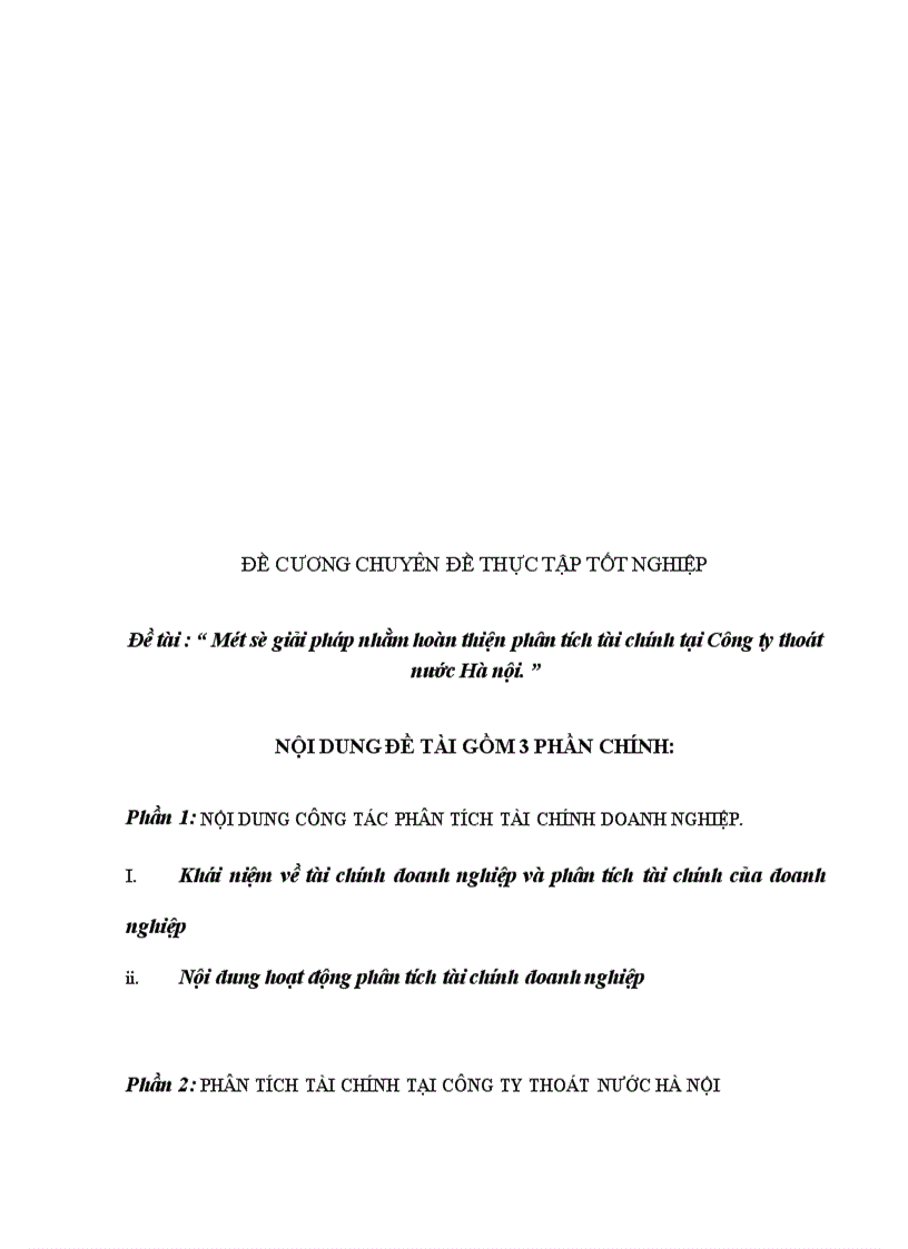 image for page Một số giải pháp nhằm hoàn thiện phân tích tài chính tại Công ty Thoát Nước Hà Nội 1