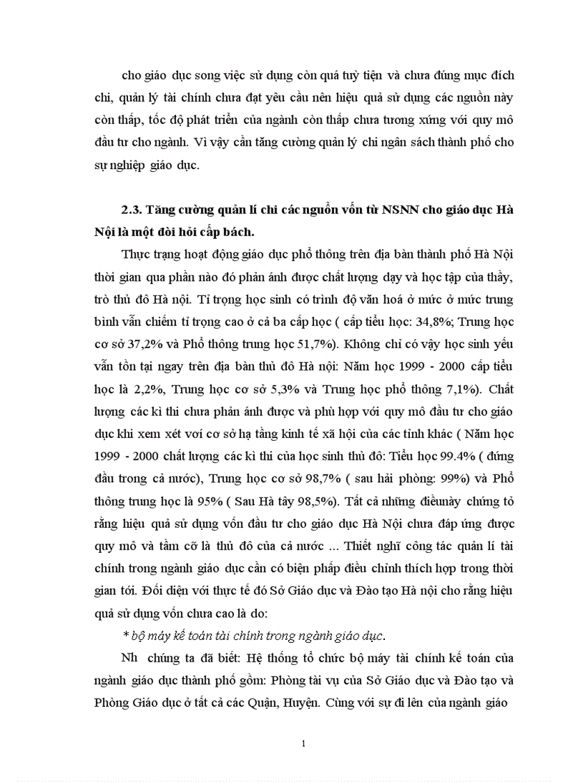 image for page Một số biện pháp nhằm tăng cường quản lí chi ngân sách nhà nước cho sự nghiệp giáo dục trên địa bàn thủ đô Hà nội đến năm 2005