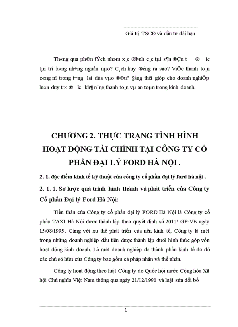 image for page Phân tích tình hình hoạt động tài chính của Công ty Cổ phần Đại lý FORD Hà Nội 1