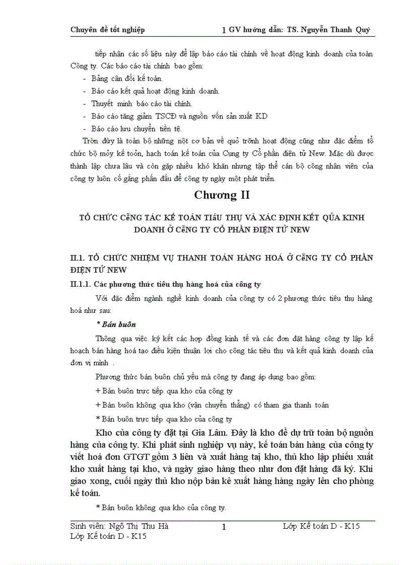 image for page Hoàn thiện kế toán tiêu thụ xác định kết quả kinh doanh tại Công ty Cổ phần điện tử New 1