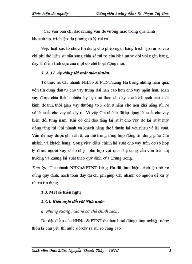 image for page Một số giải pháp phòng ngừa và hạn chế rủi ro tín dụng tại Chi nhánh Ngân hàng nông nghiệp và phát triển nông thôn Láng Hạ 1