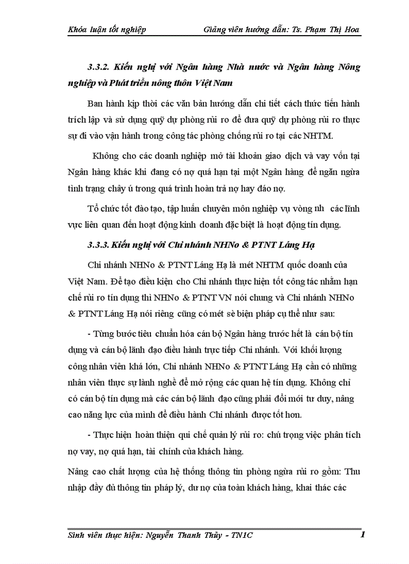 image for page Một số giải pháp phòng ngừa và hạn chế rủi ro tín dụng tại Chi nhánh Ngân hàng nông nghiệp và phát triển nông thôn Láng Hạ 1