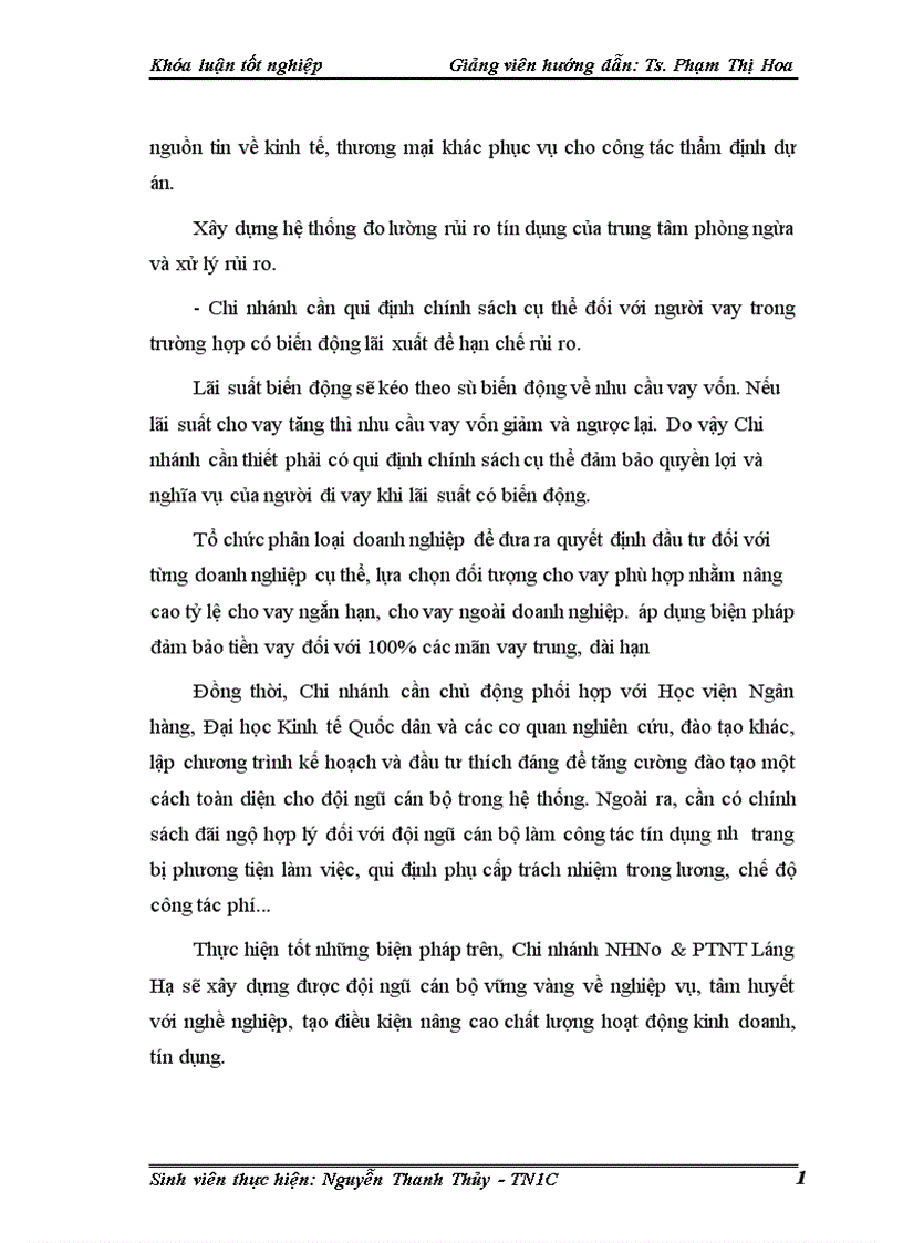 image for page Một số giải pháp phòng ngừa và hạn chế rủi ro tín dụng tại Chi nhánh Ngân hàng nông nghiệp và phát triển nông thôn Láng Hạ 1