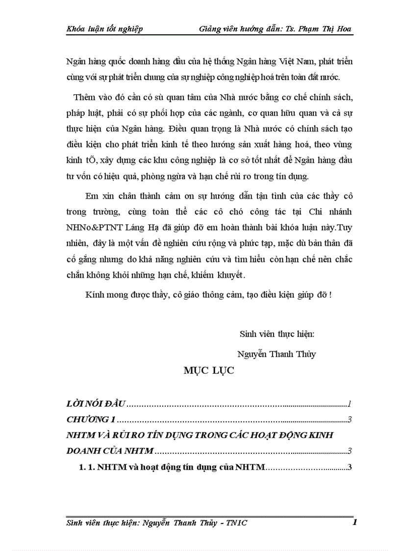 image for page Một số giải pháp phòng ngừa và hạn chế rủi ro tín dụng tại Chi nhánh Ngân hàng nông nghiệp và phát triển nông thôn Láng Hạ 1