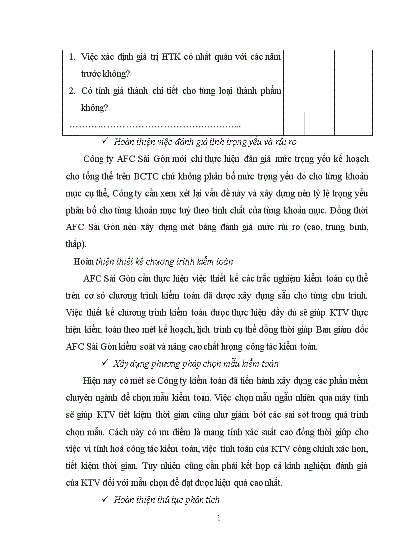 image for page Hoàn thiện quy trình kiểm toán HTK trong kiểm toán BCTC tại Công ty kiểm toán và tư vấn tài chính kế toán AFC Sài Gòn 1