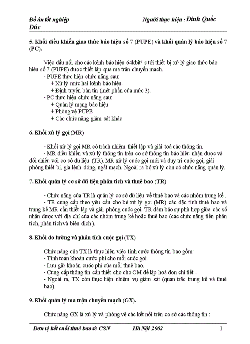 image for page Phân tích khối kết cuối thuê bao số CSN trong tổng đài Alcatel 1000 E10