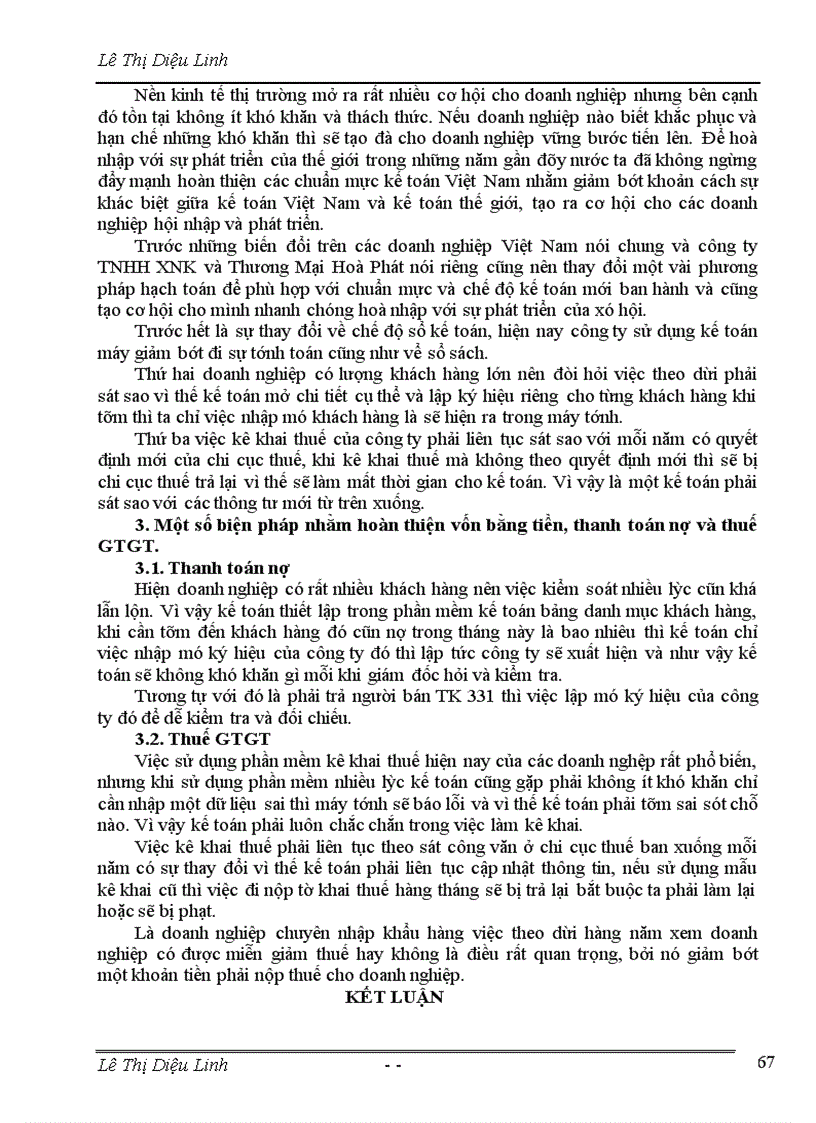 image for page Thực trạng công tác kế toán vốn bằng tiền thanh toán nợ và thuế gía trị gia tăng tại Công ty TNHH Xuất Nhập Khẩu và Thương Mại Hoà Phát 1