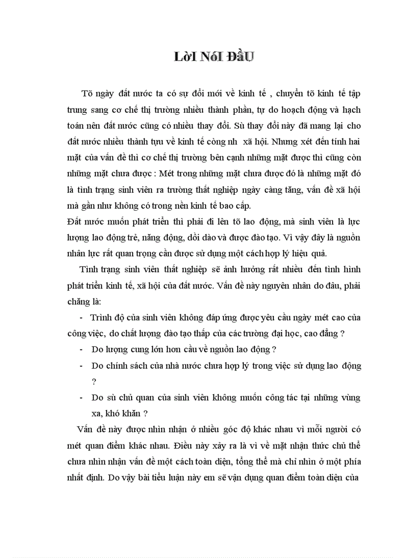 image for page Quan điểm toàn diện của triết học Mác Lê Nin vận dụng Thực trạng của vấn đề sinh viên ra trường thất nghiệp