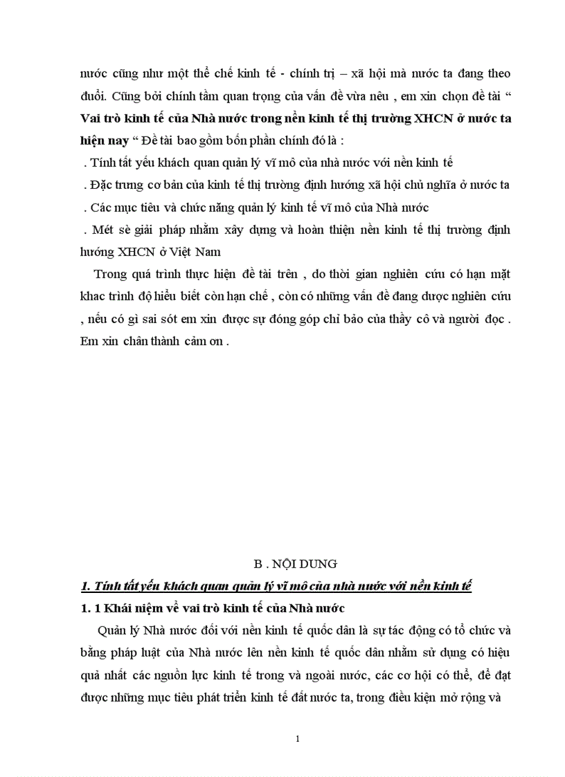 Vai trò kinh tế của Nhà nước trong nền kinh tế thị trường XHCN ở nước ta hiện nay 1