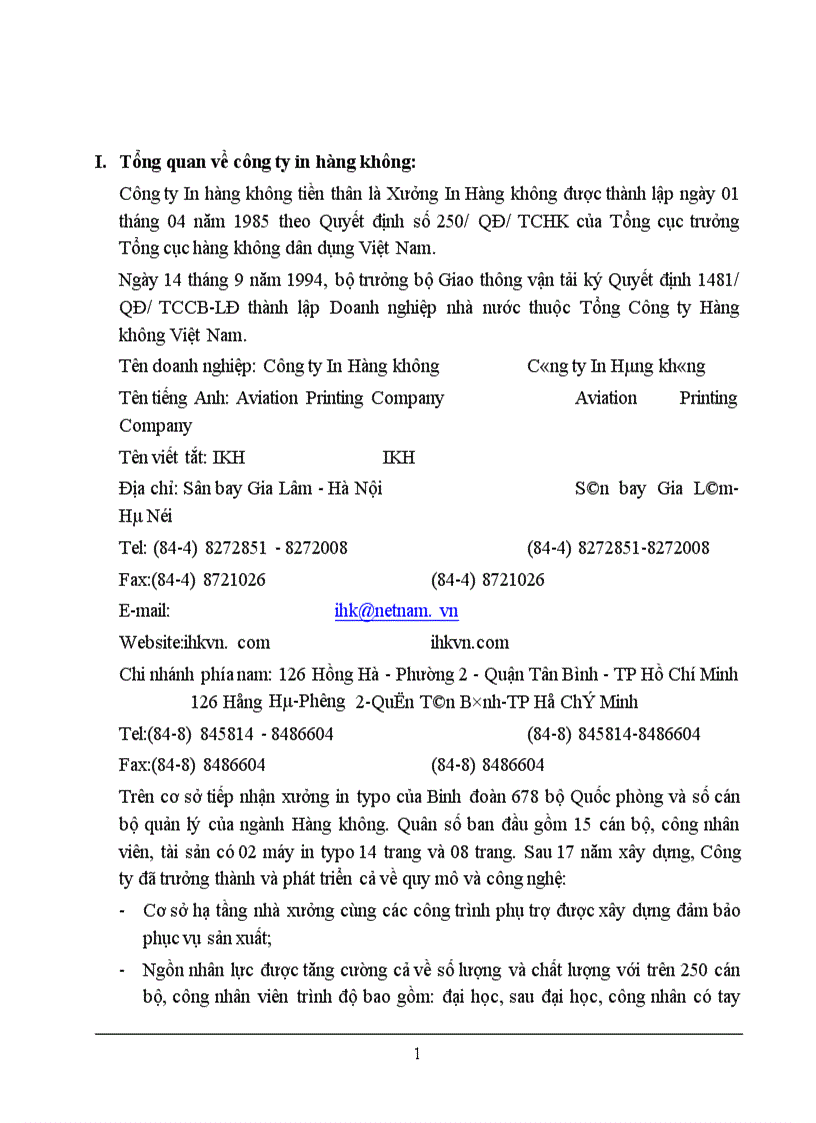 image for page Báo cáo thực tập tại công ty in Hàng không