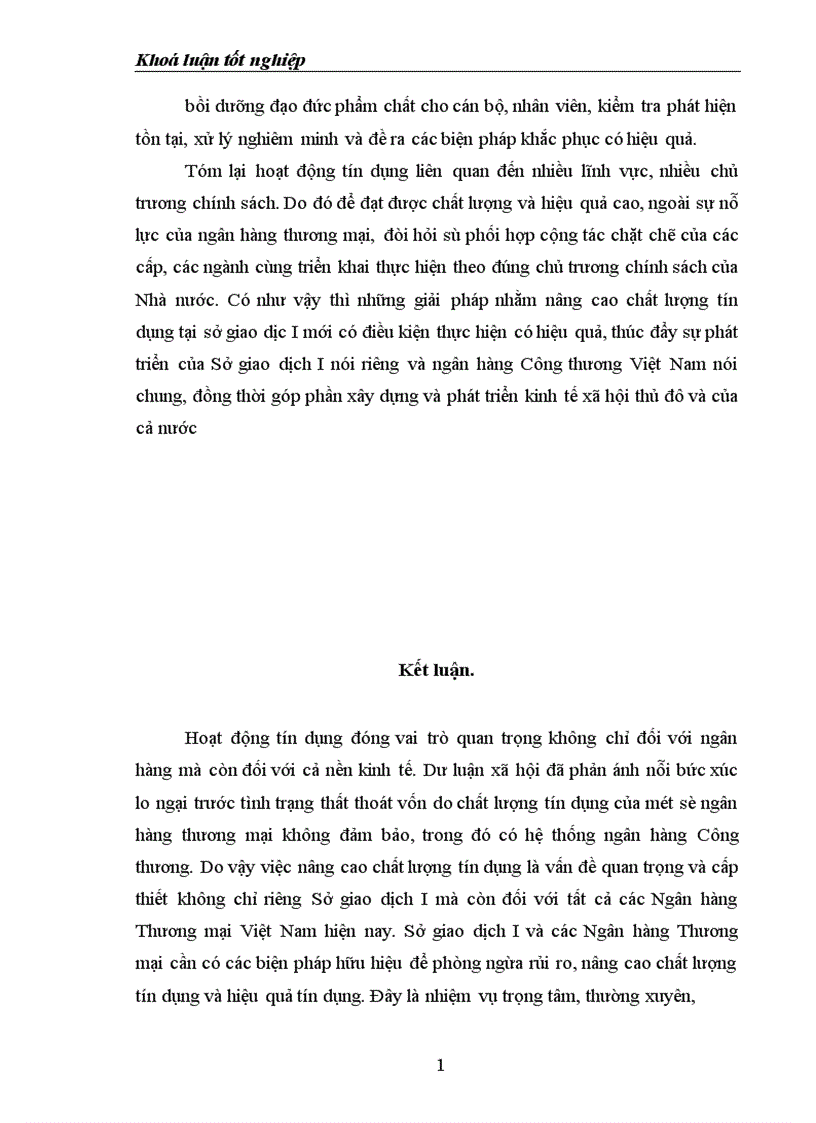image for page Biện pháp nâng cao chất lượng tín dụng của Sở giao dịch I Ngân hàng Công thương Việt Nam 1