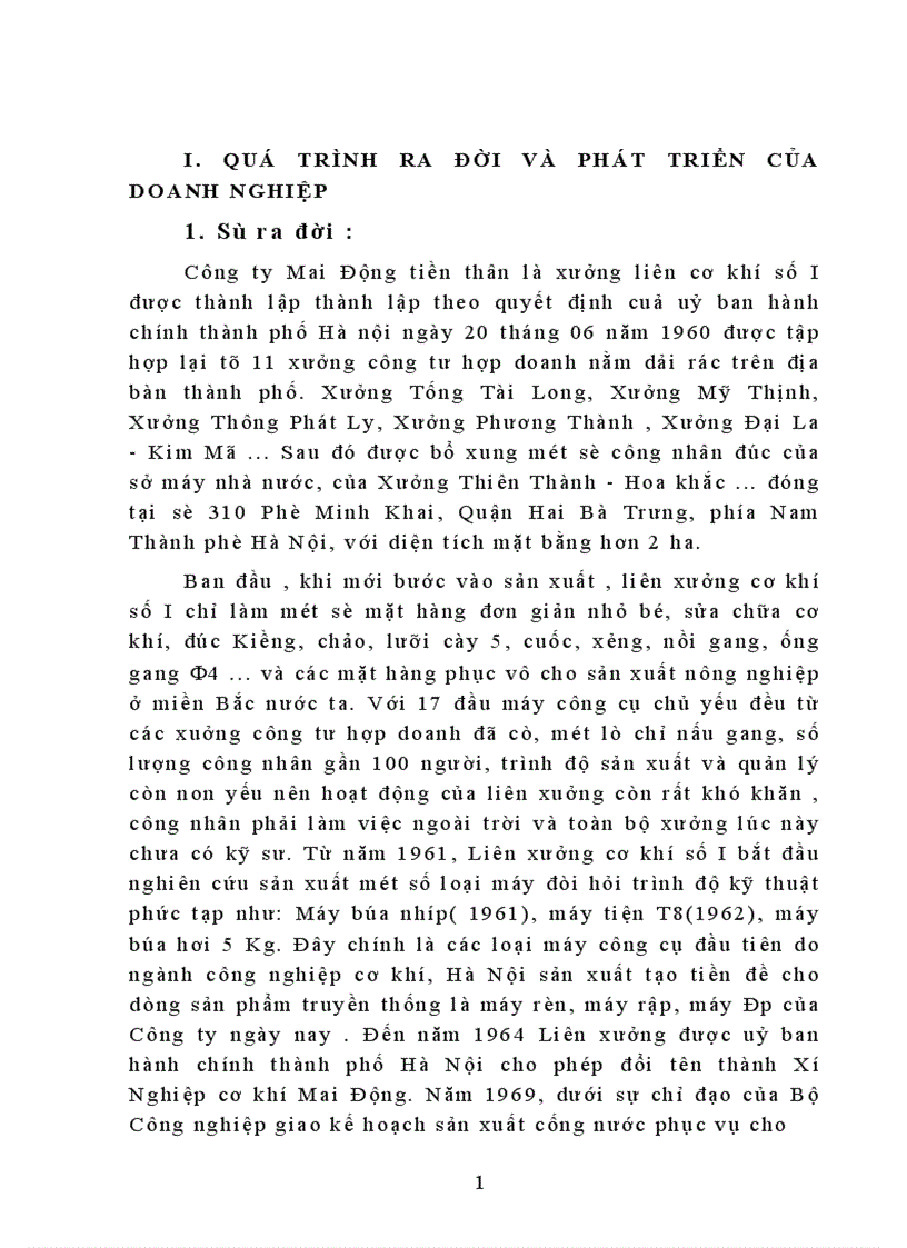 image for page Khảo sát tổng hợp tình hình sản xuất kinh doanh công ty Mai Động 1