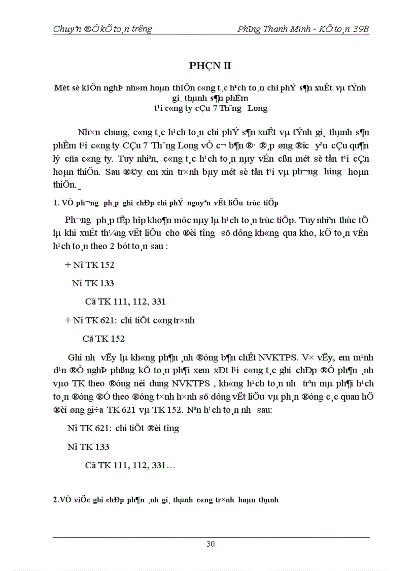 image for page Hoàn thiện công tác hạch toán chi phí sản xuất và tính giá thành sản phẩm tại Công ty Cầu 7 Thăng Long 1