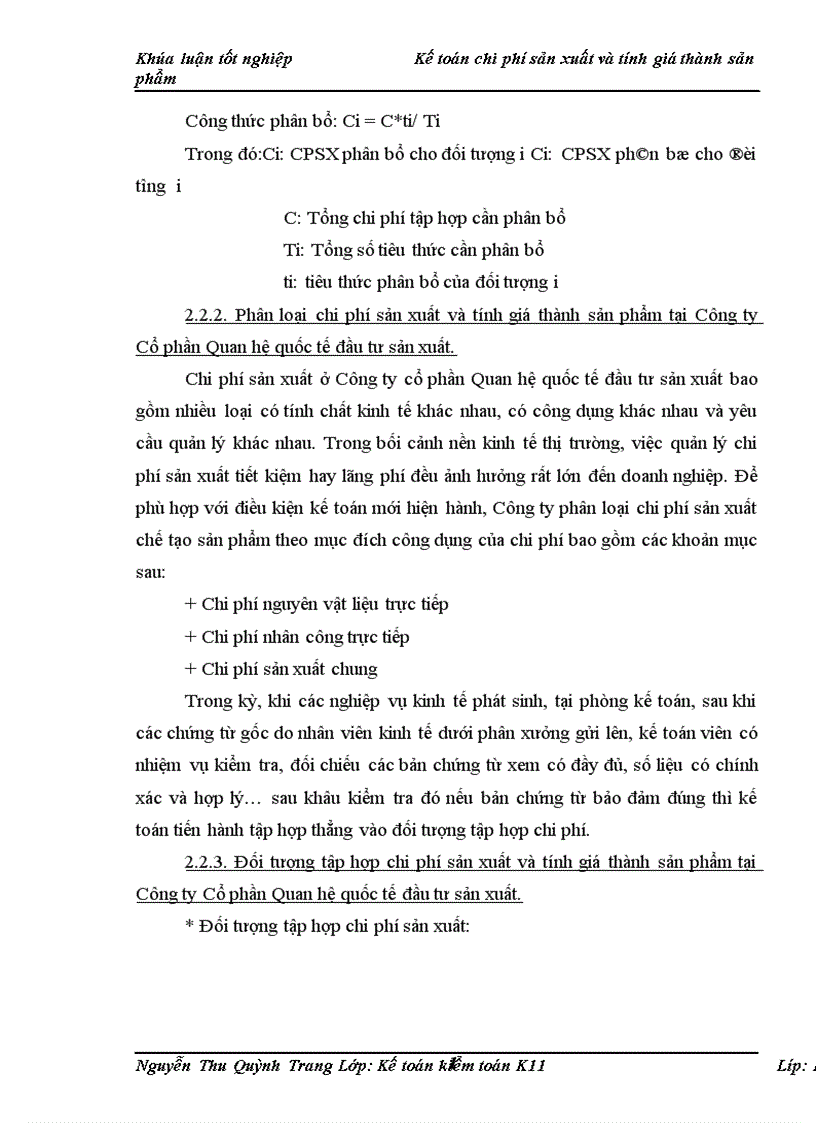 image for page Kế toán chi phí sản xuất và tính giá thành sản phẩm tại Công ty cổ phần Quan hệ quốc tế đầu tư sản xuất 1