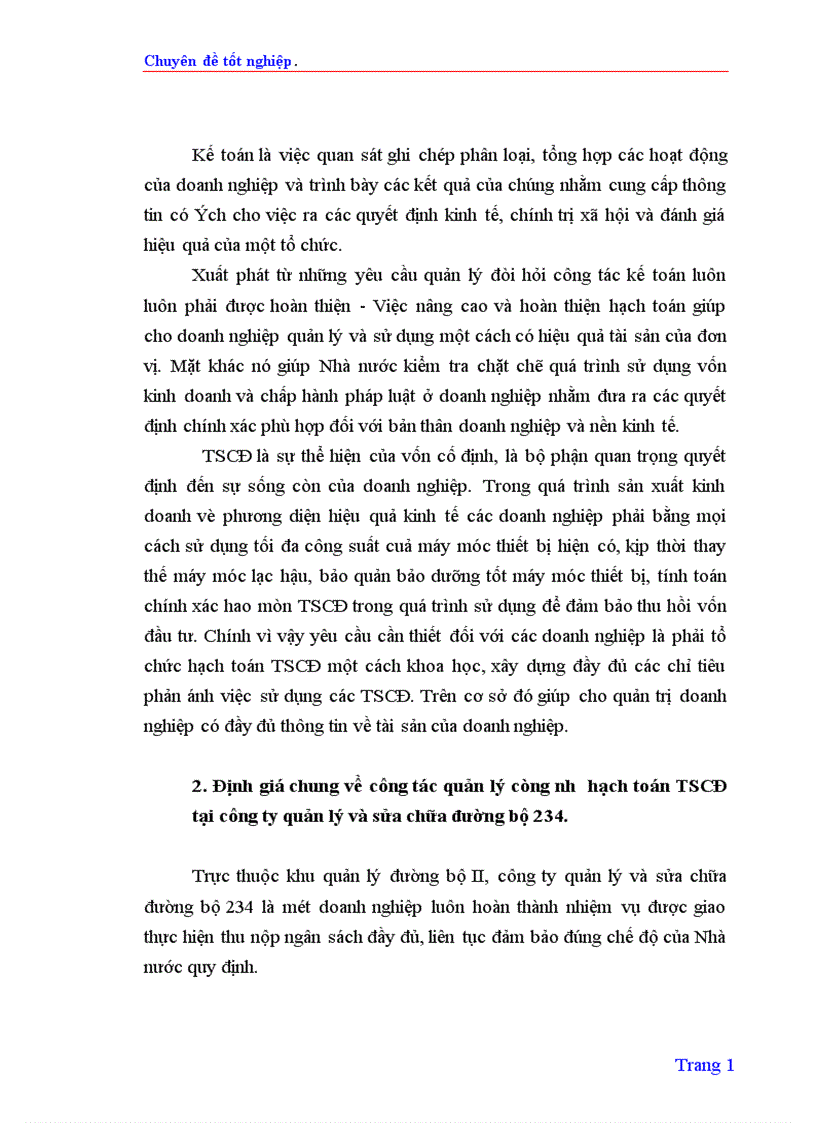 image for page Tổ chức hạch toán TSCĐ với việc nâng cao hiệu quả sử dụng TSCĐ ở Công ty quản lý và sửa chữa đường bộ 234 1