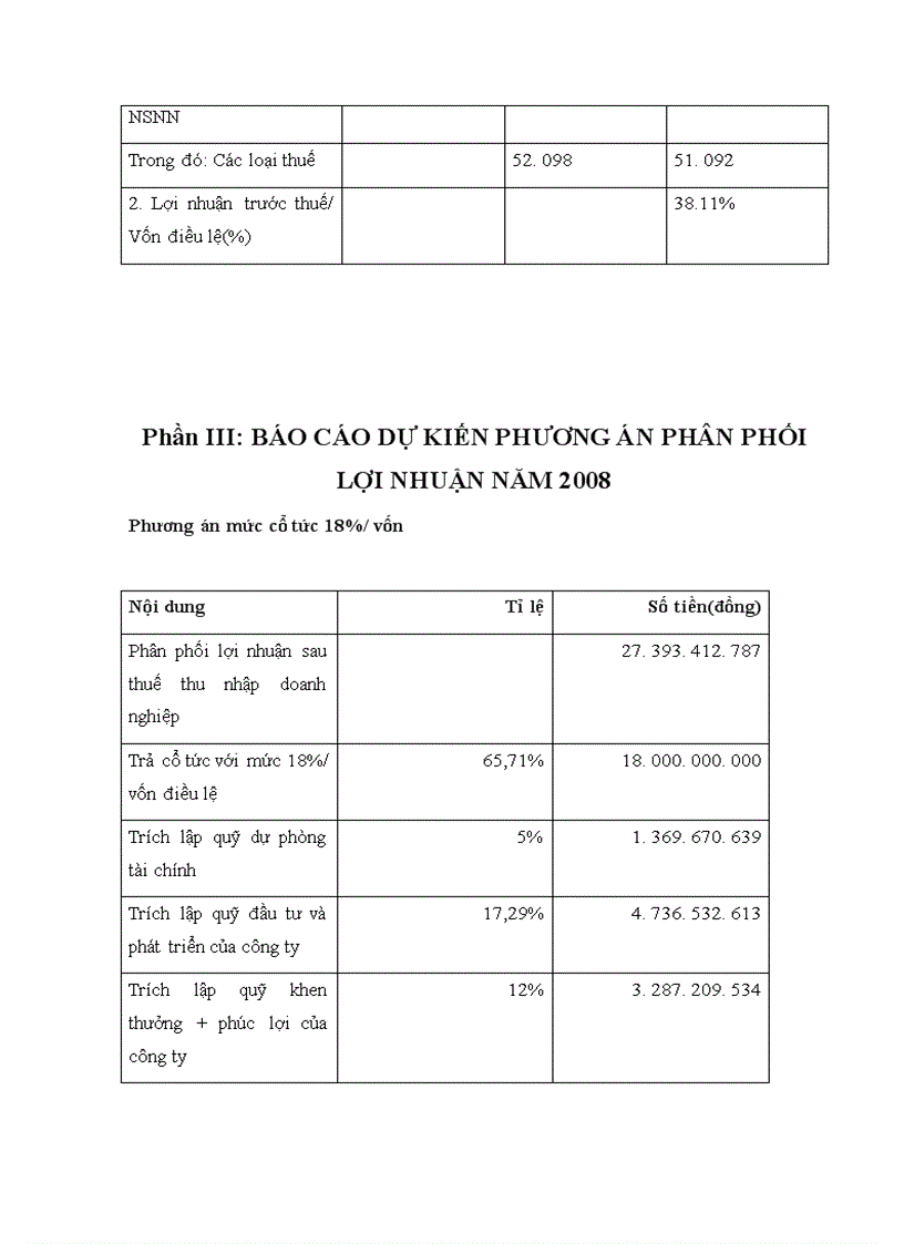 image for page báo cáo dự kiến phương án phân phối lợi nhuận