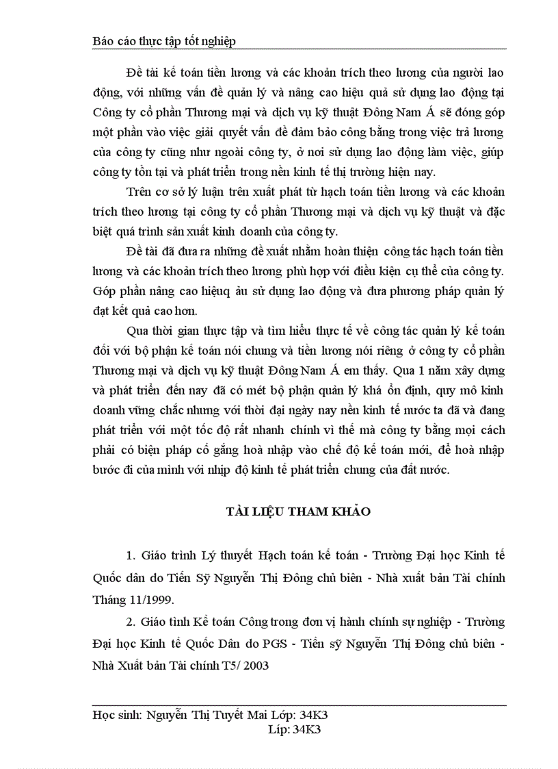 image for page Kế toán tiền lương và các khoản trích theo lương tại Công ty cổ phần Thương Mại và dịch vụ kỹ thuật Đông Nam á 1