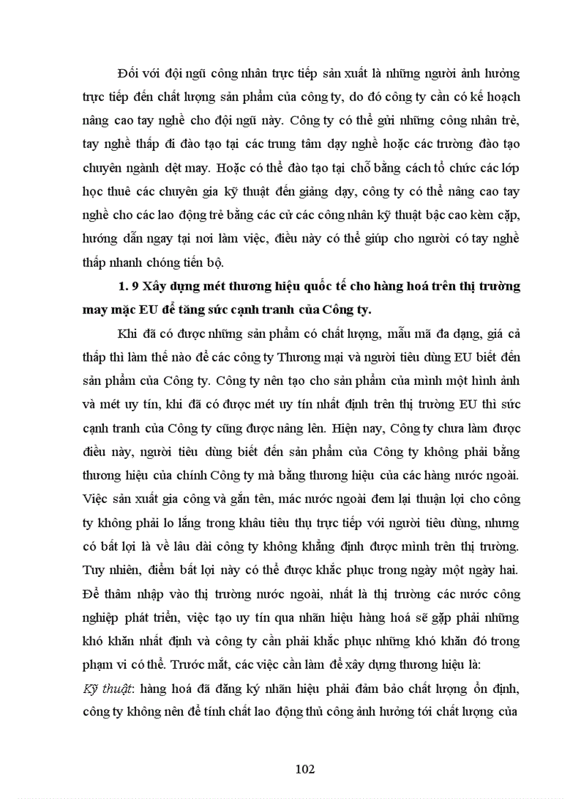 image for page Một số giải pháp nâng cao sức cạnh tranh hàng may mặc của công ty HANOSIMEX trên thị trường EU