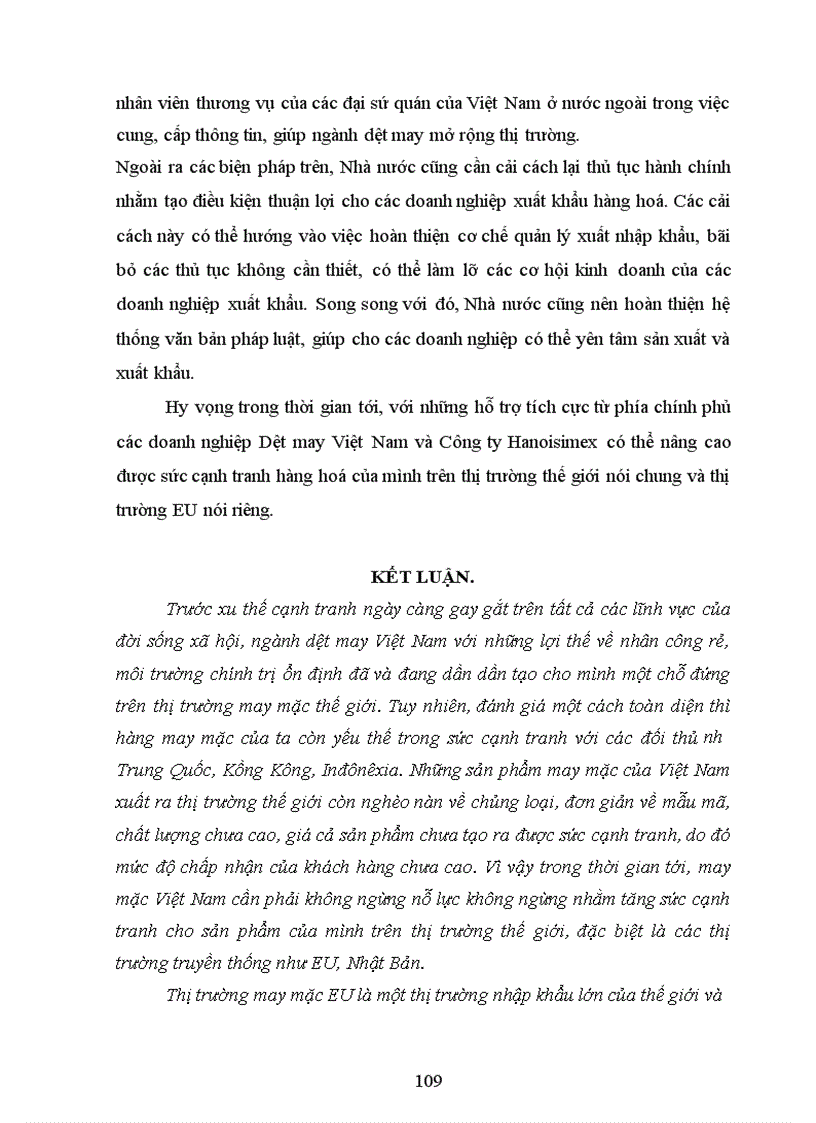 image for page Một số giải pháp nâng cao sức cạnh tranh hàng may mặc của công ty HANOSIMEX trên thị trường EU